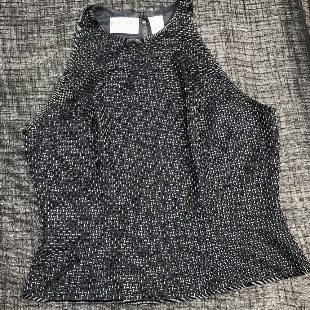 Oleg Cassini Black Beaded Cocktail Top